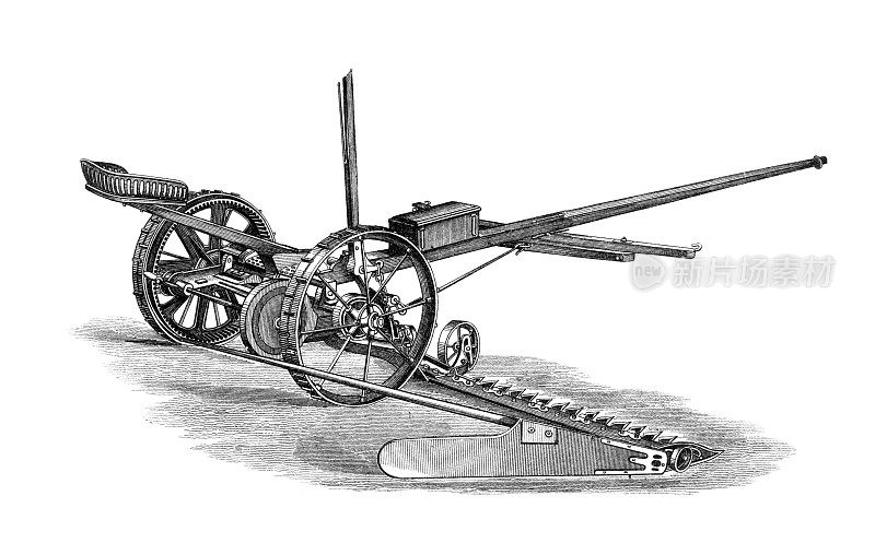 19世纪雕刻的Hornsby' Paragon'割草机
